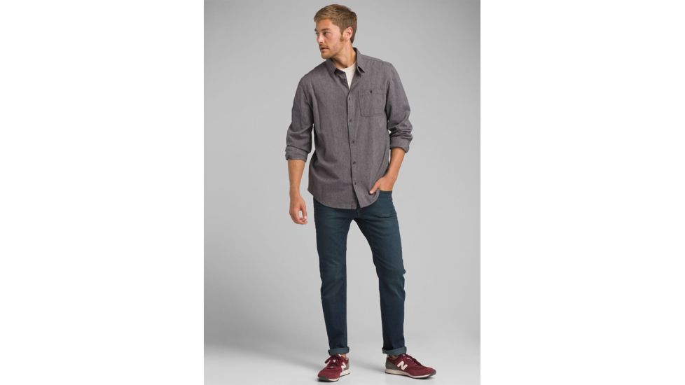 prAna Jaffra Long Sleeve Shirt - Mens, Granite, Large, M21191481 -022-L
