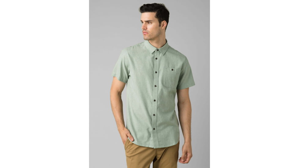 prAna Jaffra Short Sleeve Shirt - Mens, Canopy, Large, M11191528-CANO-L