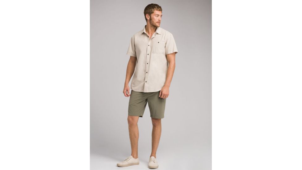 prAna Jaffra Short Sleeve Shirt - Mens, Dark Khaki, Medium, M11191528 -293-M