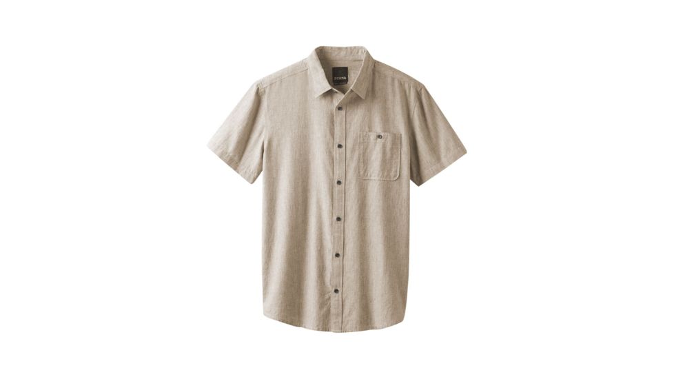 prAna Jaffra Short Sleeve Shirt - Mens, Dark Khaki, Medium, M11191528 -293-M
