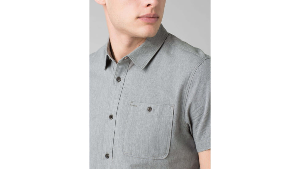 prAna Jaffra Short Sleeve Shirt - Mens, Gravel, Large, M11191528-GRA-L