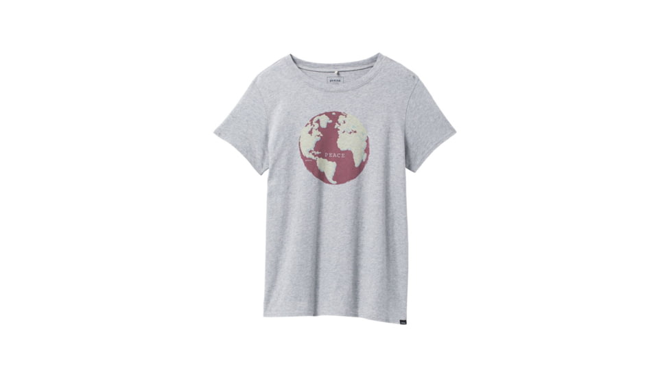 prAna Journeyman 2.0 Tee - Women's, Small, Heather Grey World Peace, 1969281-020-S