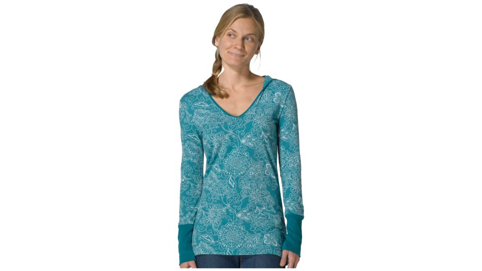 prAna Julz Hoodie Top - Women's-Turquoise-Medium