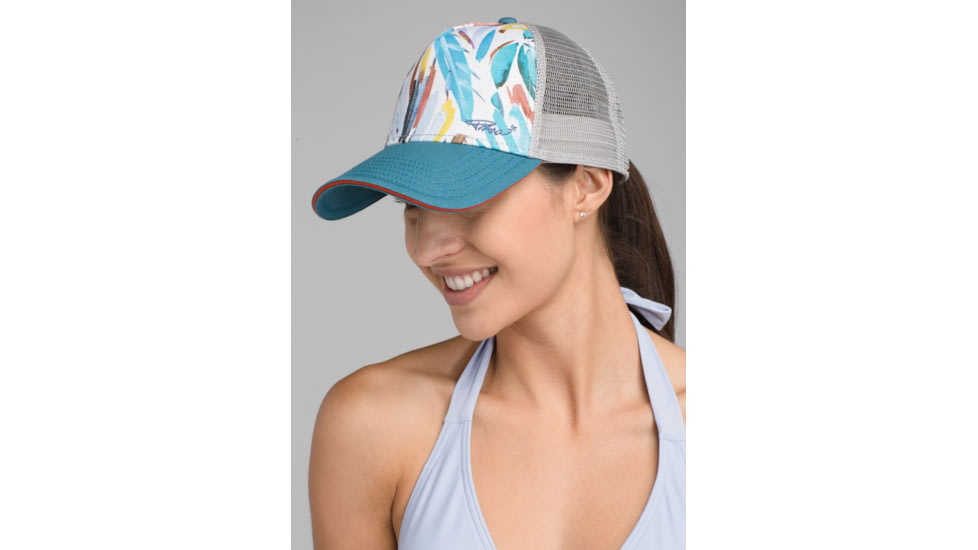prAna La Viva Trucker Cap, White La Flora, One Size, U5VIVA115-WTLF-O/S