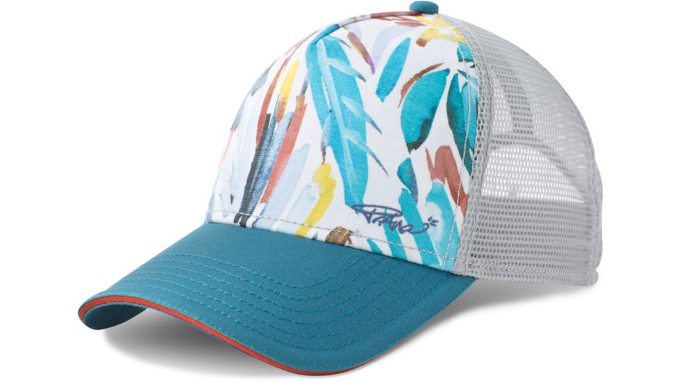 prAna La Viva Trucker Cap, White La Flora, One Size, U5VIVA115-WTLF-O/S