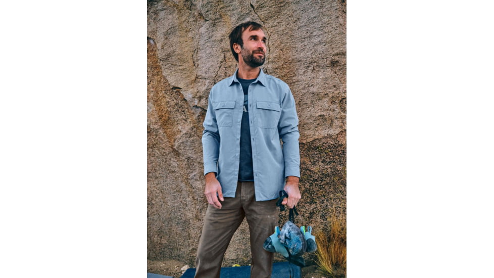 prAna Lost Sol Long Sleeve Shirts - Mens, Chambray Heather, Medium, 1972361-401-SL-M