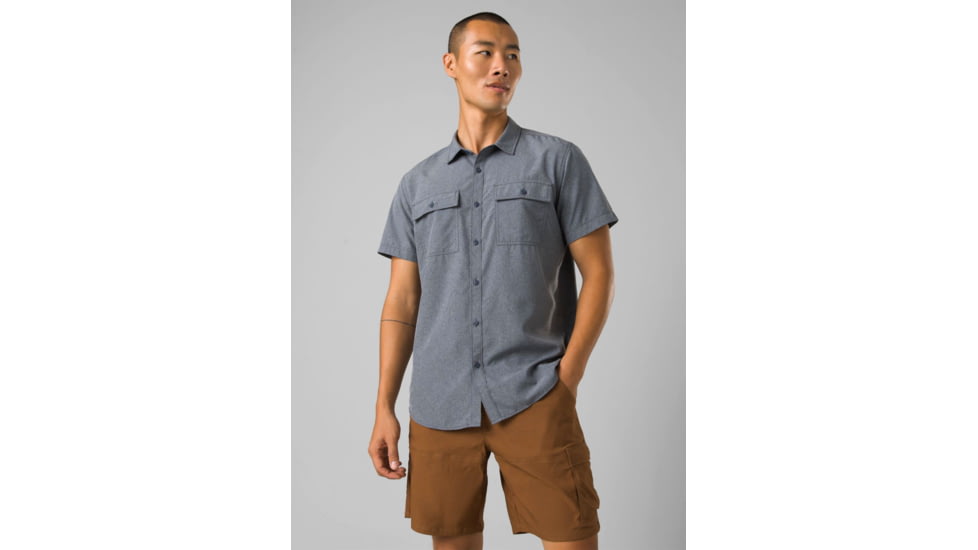 prAna Lost Sol Short Sleeve Shirts - Mens, Nautical Heather, Extra Large, 1972351-400-SL-XL