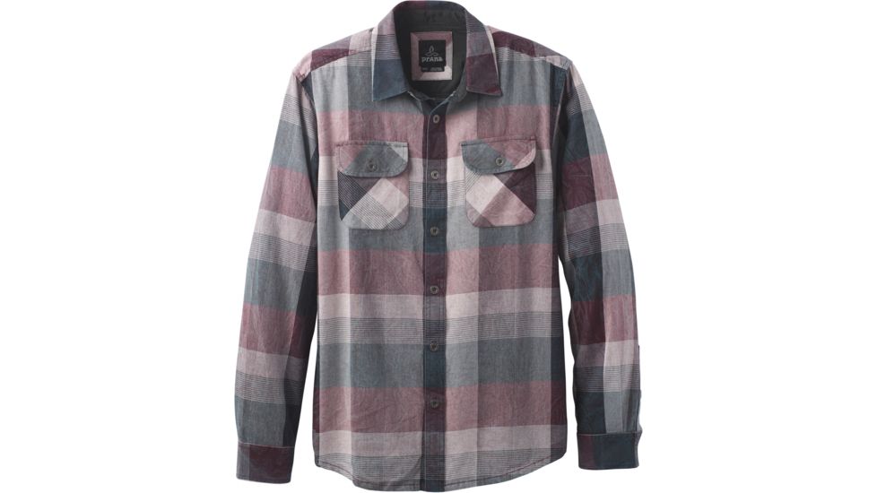 prAna Lybek Long SLeeve Flannel Shirt - Men's, Charcoal, Large, M23170384-CHR-L