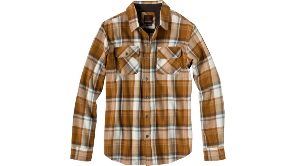 prAna Lybek Long SLeeve Flannel Shirt - Men's, Dark Ginger, Medium, M2LYBE314-DKGI-M