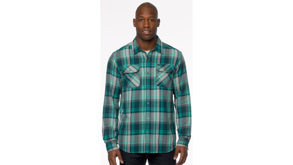 prAna Lybek Long SLeeve Flannel Shirt - Men's, Deep Teal, Medium, M2LYBE314-DETE-M