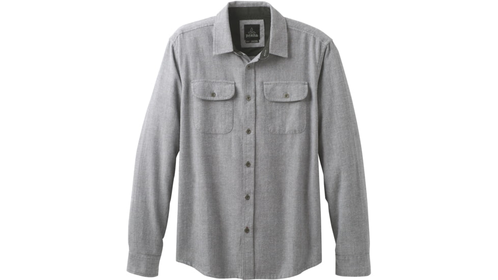 prAna Lybek Long SLeeve Flannel Shirt - Men's, Gravel, X-Large, M23170384-GRA-XL