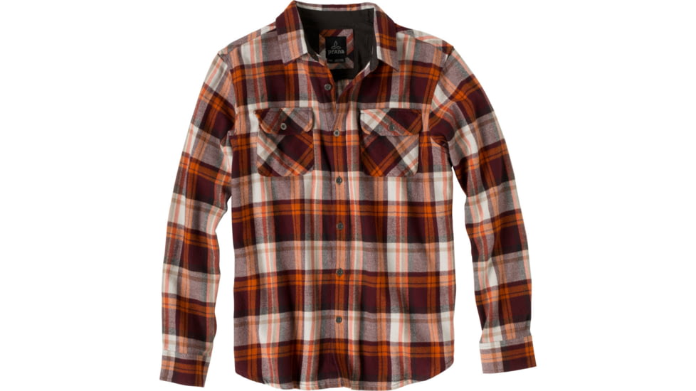 prAna Lybek Long SLeeve Flannel Shirt - Men's, Mahogany, Large, M2LYBE314-MAHO-L
