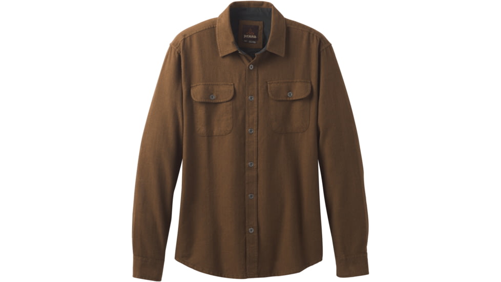 prAna Lybek Long SLeeve Flannel Shirt - Men's, Sepia, Large, M23170384-SEP-L