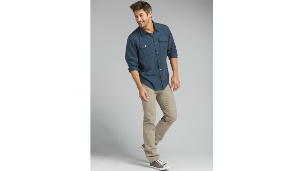 prAna Lybek Long Sleeve Flannel Shirt - Men's, Equinox Blue Herringbone, XX-Large, M23170384-EBHB-XXL