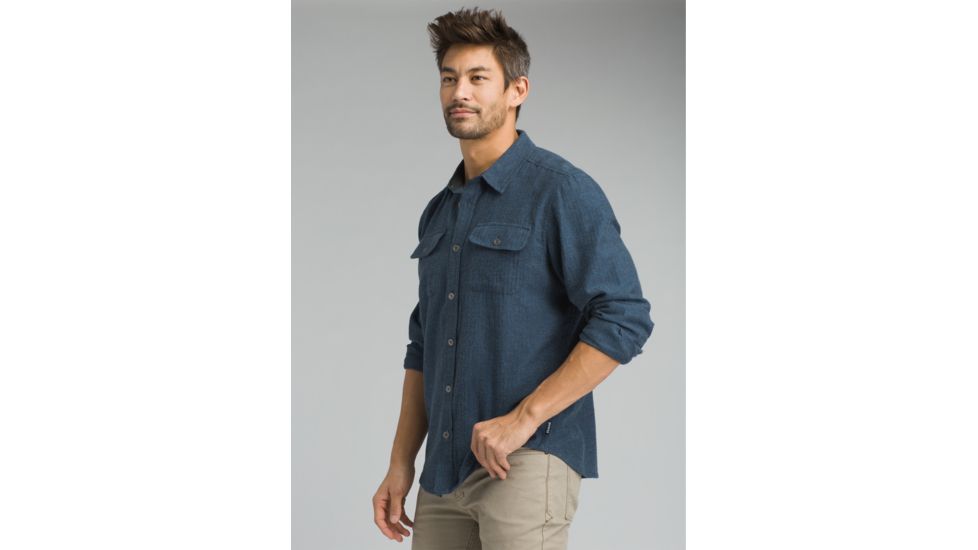 prAna Lybek Long Sleeve Flannel Shirt - Men's, Equinox Blue Herringbone, XX-Large, M23170384-EBHB-XXL