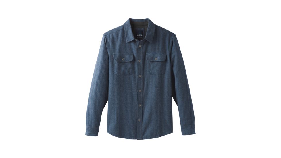 prAna Lybek Long Sleeve Flannel Shirt - Men's, Equinox Blue Herringbone, XX-Large, M23170384-EBHB-XXL