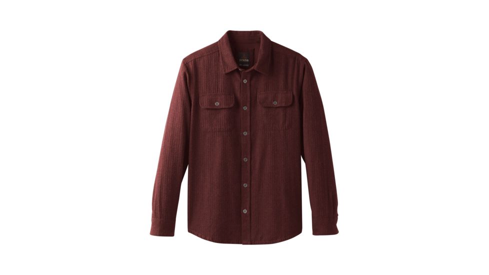prAna Lybek Long Sleeve Flannel Shirt - Men's, Mulled Wine Herringbone, Large, M23170384-MWHB-L