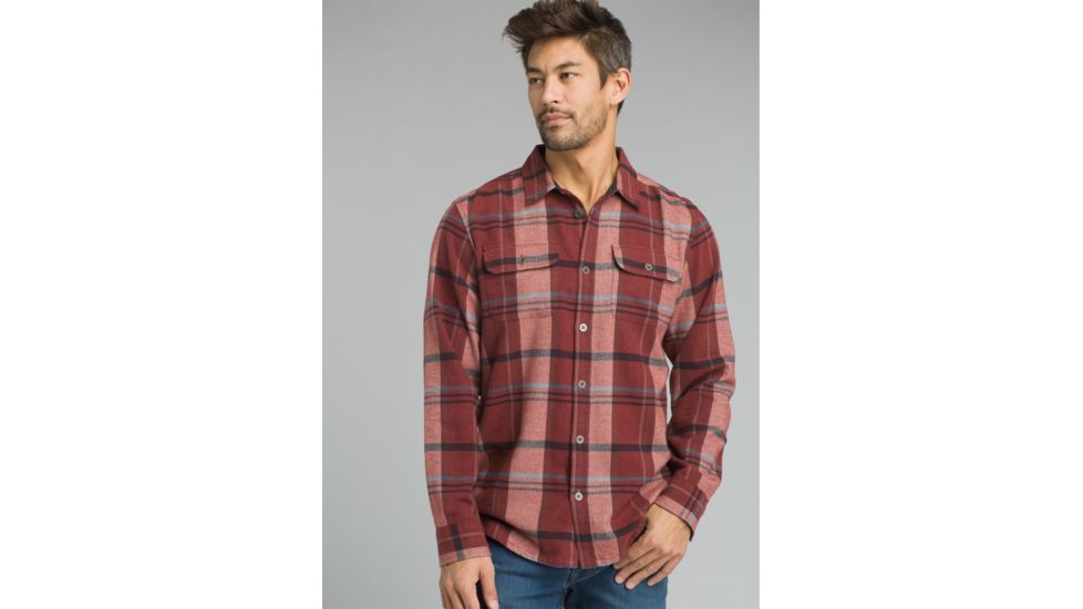 prAna Lybek Long Sleeve Flannel Shirt - Men's, Mulled Wine, Medium, M23170384-MUWI-M