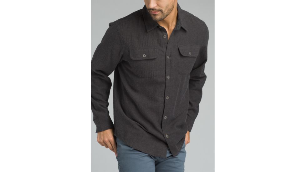 prAna Lybek Long Sleeve Flannel Shirt - Men's, Scorched Brown Herringbone, XX-Large, M23170384-SCHB-XXL