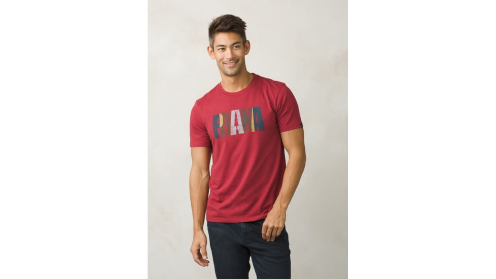 Prana Mears Short Sleeve Tee Mens, Crimson Heather, Small, M11180465-CMHT-S