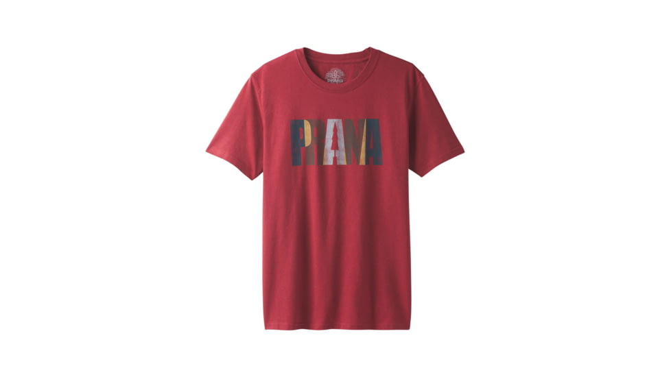 Prana Mears Short Sleeve Tee Mens, Crimson Heather, Small, M11180465-CMHT-S