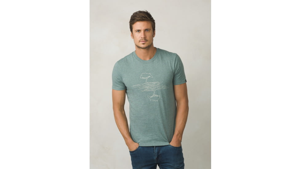Prana Mears Short Sleeve Tee Mens, Starling Green Heather, Medium, M11180465-SRHT-M
