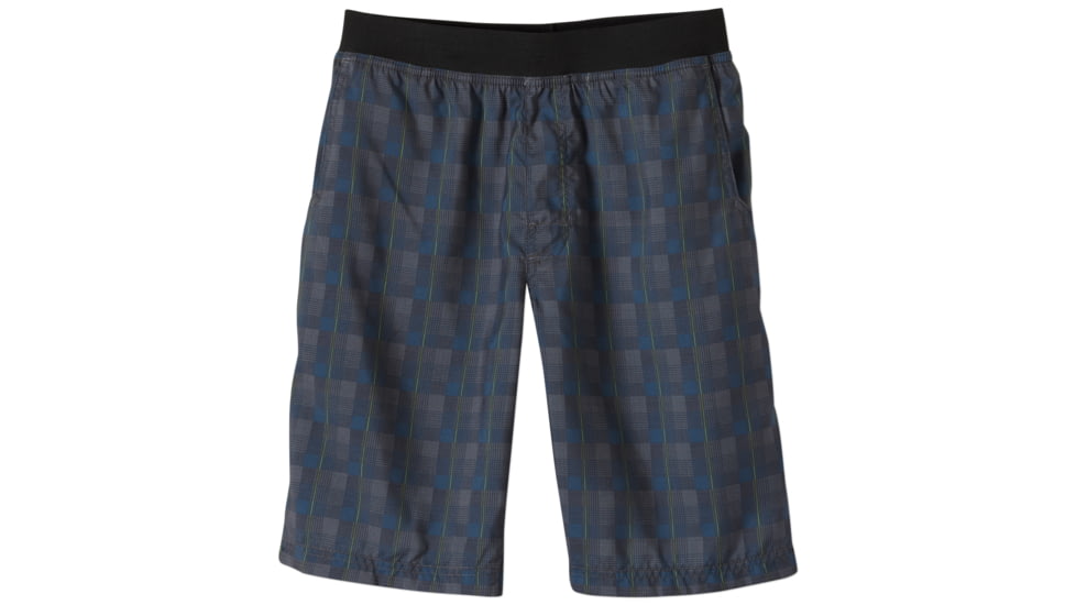 prAna Mojo Shorts - Men's-Grey Blue Plaid-Small