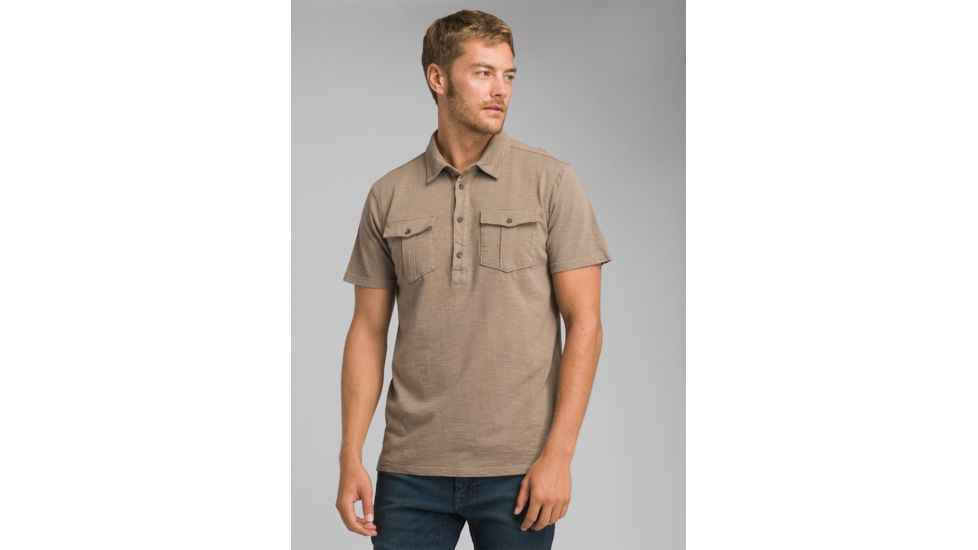 prAna Montroyal Polo - Mens, Mud, Small, M11191470 -215-S