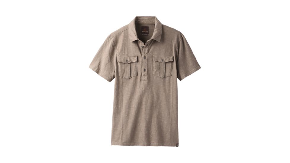 prAna Montroyal Polo - Mens, Mud, Small, M11191470 -215-S