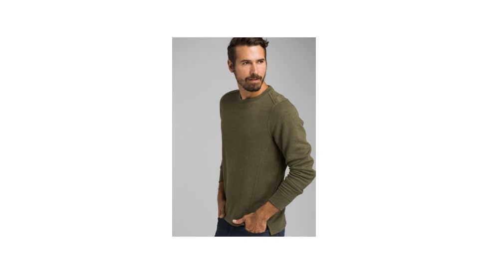 prAna Norcross Long Sleeve Crew - Mens, Cargo Green Heather, Small, M23181378-CGHT-S