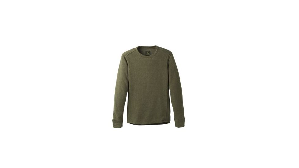 prAna Norcross Long Sleeve Crew - Mens, Cargo Green Heather, Small, M23181378-CGHT-S