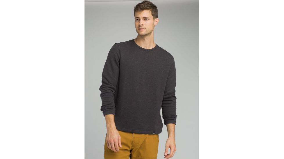 prAna Norcross Long Sleeve Crew - Mens, Charcoal Heather, Small, M23181378-CCHT-S