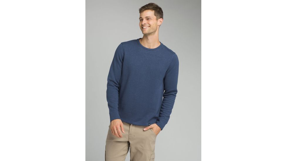 prAna Norcross Long Sleeve Crew - Mens, Equinox Blue Heather, Small, M23181378-EBHT-S
