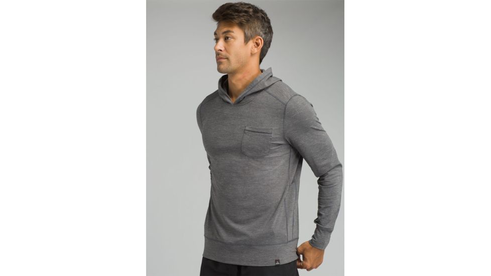 prAna Pacer Long Sleeve Pullover Hoodie - Mens, Charcoal, Medium, M23170393-CHR-M