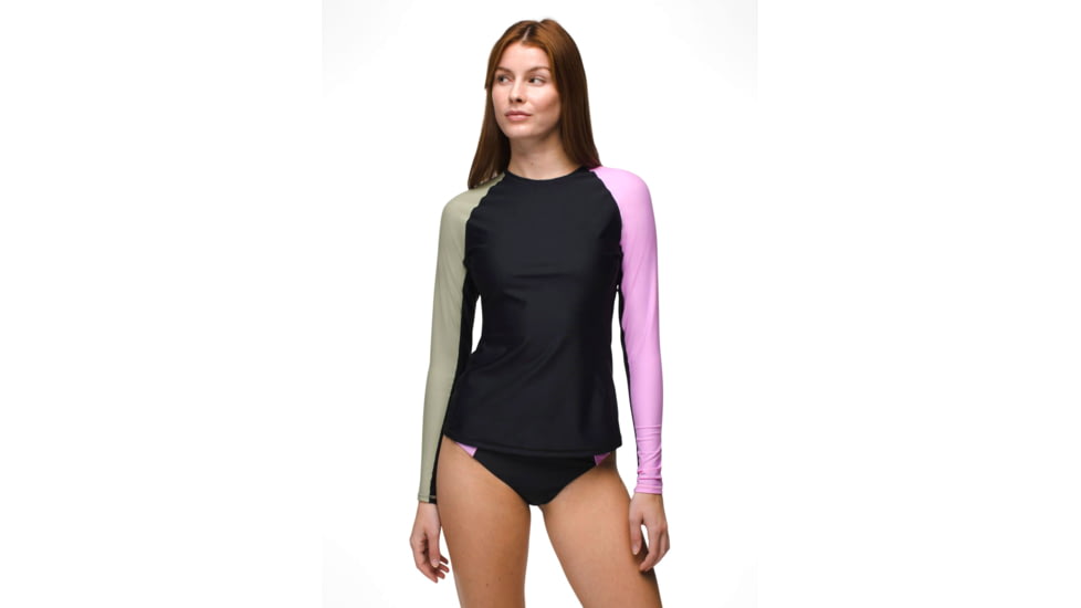 prAna Baja Bound LS Rashguard - Womens, Black Color Block, M, 2066561-001-M