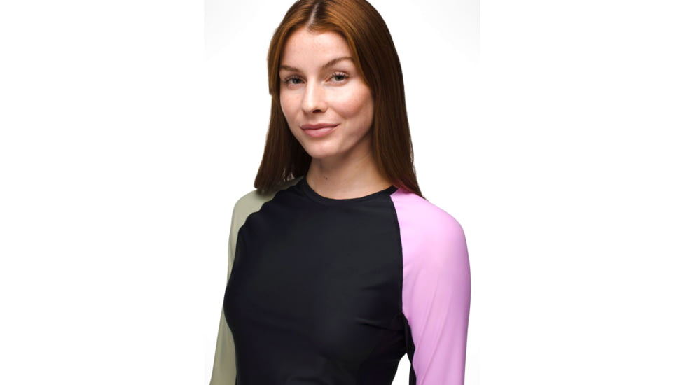prAna Baja Bound LS Rashguard - Womens, Black Color Block, M, 2066561-001-M