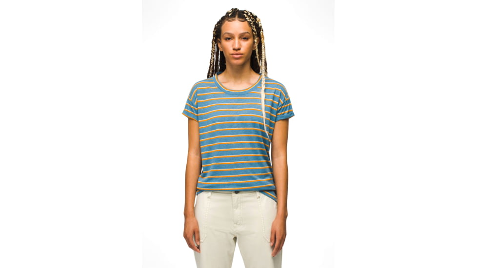 prAna Cozy Up T-Shirt - Womens, High Tide Stripe, L, 1964391-407-L