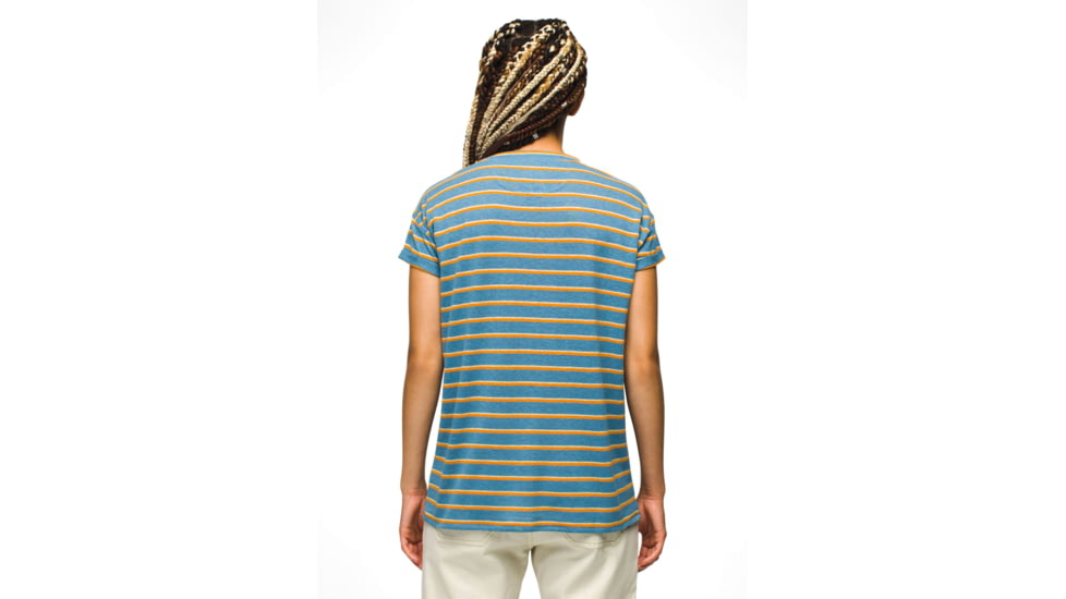 prAna Cozy Up T-Shirt - Womens, High Tide Stripe, L, 1964391-407-L