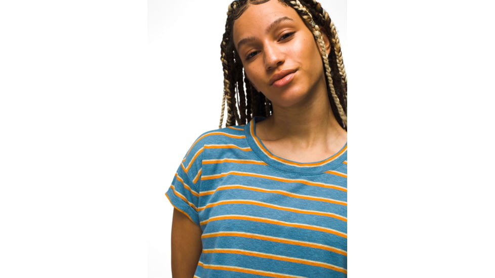 prAna Cozy Up T-Shirt - Womens, High Tide Stripe, L, 1964391-407-L