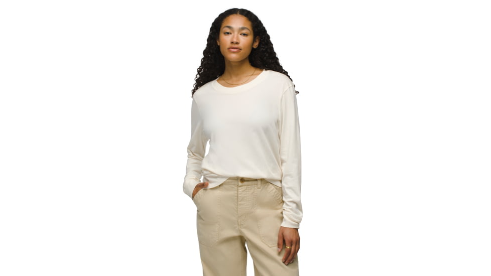 prAna Everyday Vintage-Washed LS Tee - Womens, Canvas, M, 2057021-250-M