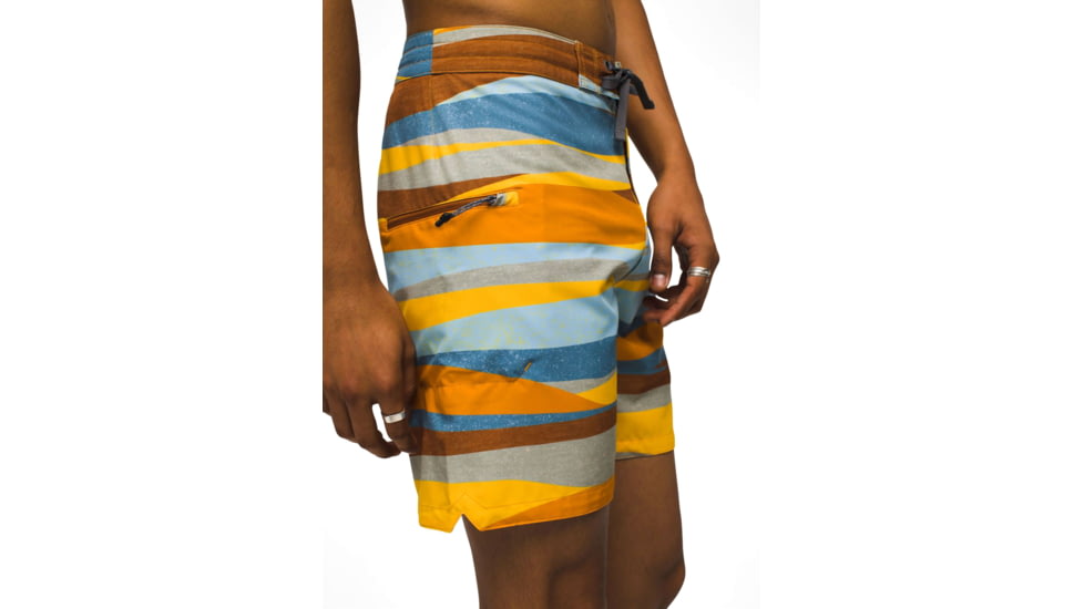 prAna Fenton Boardshort 9 Inch Inseam - Mens, Ochre Star Swell Stripe, 40, 1969521-970-09-40