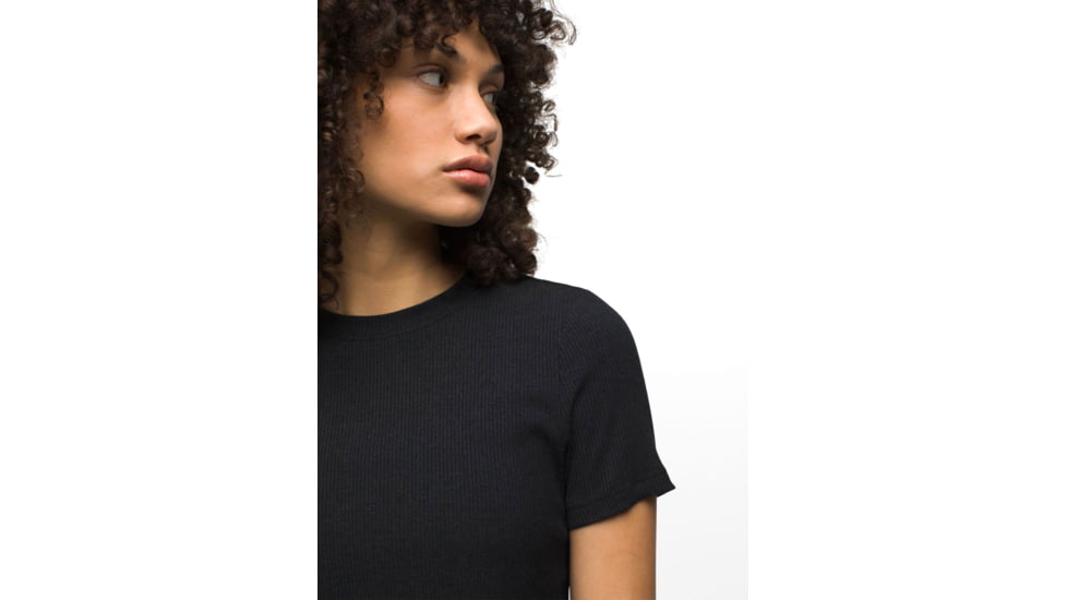 prAna Foundation Rib Tee - Womens, Black Heather, S, 1970821-001-S