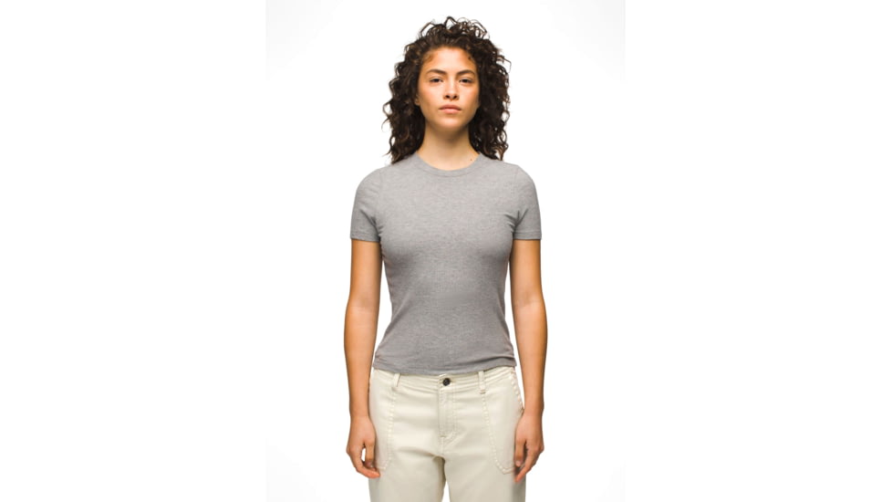prAna Foundation Rib Tee - Womens, Heather Grey, Extra Small, 1970821-020-XS