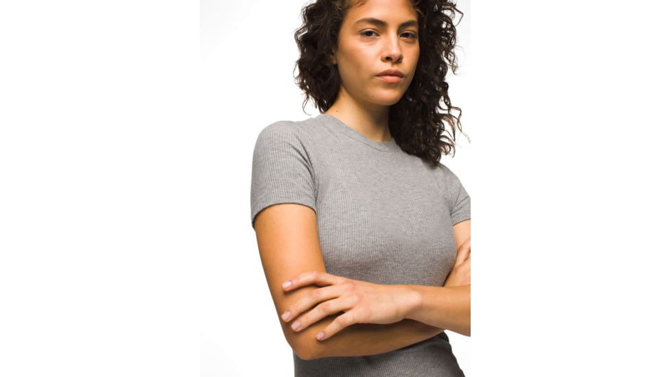 prAna Foundation Rib Tee - Womens, Heather Grey, Extra Small, 1970821-020-XS