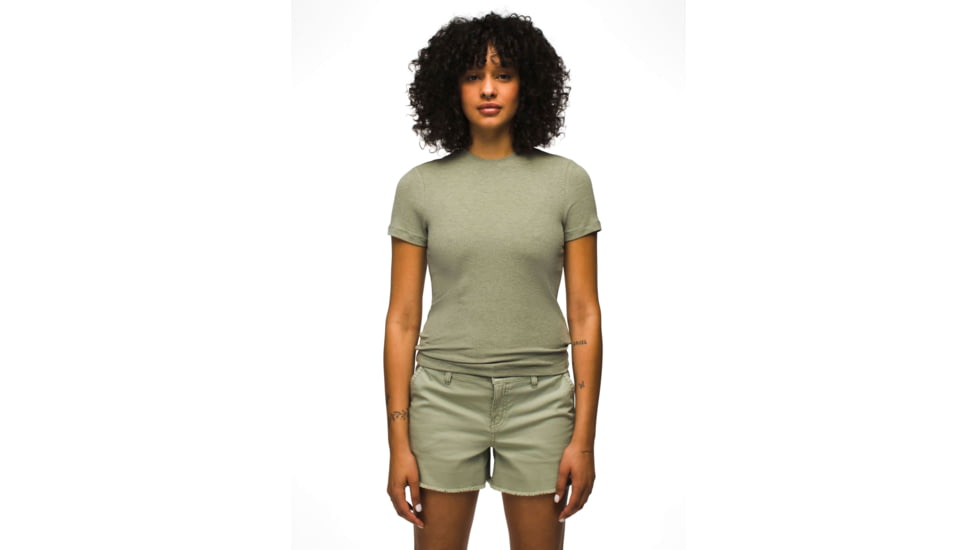 prAna Foundation Rib Tee - Womens, Juniper Green Heather, XS, 1970821-301-XS