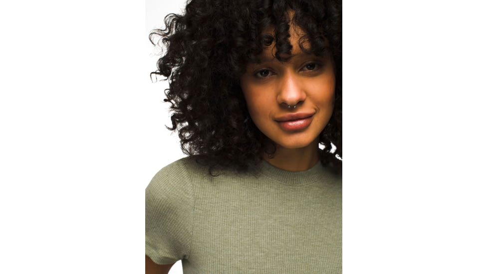 prAna Foundation Rib Tee - Womens, Juniper Green Heather, XS, 1970821-301-XS