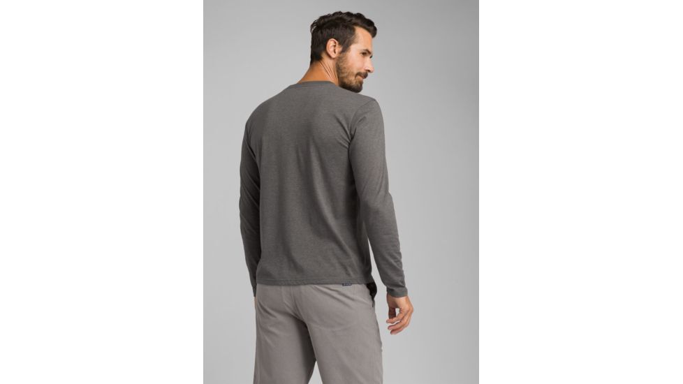 Prana Long Sleeve Crew T-Shirt, Charcoal Heather, Small, M23181469-CCHT-S