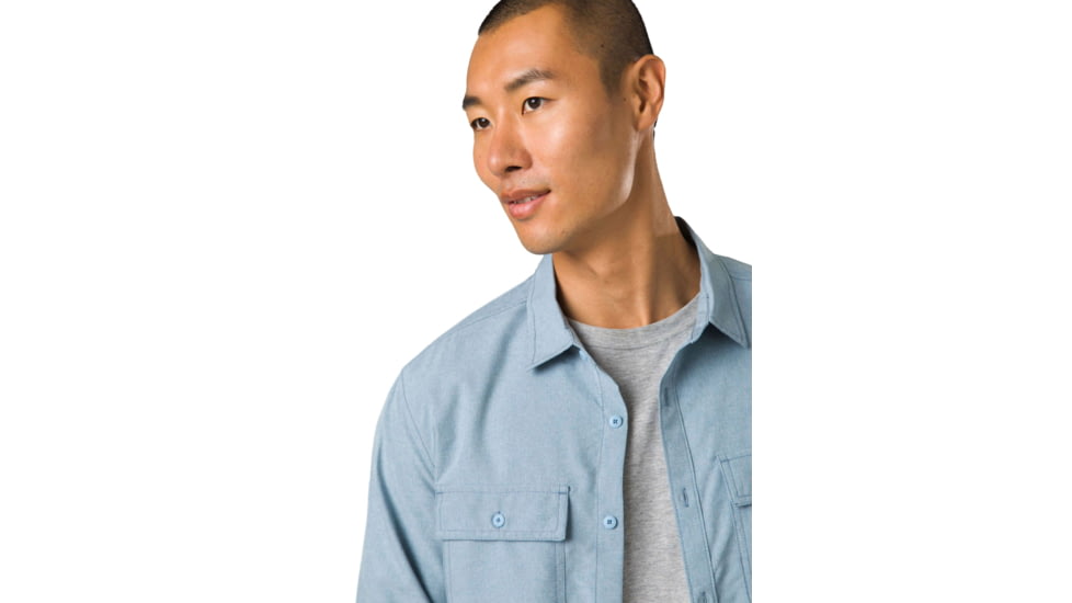 prAna Lost Sol Long Sleeve Shirts - Mens, Chambray Heather, M, 1972361-401-ST-M