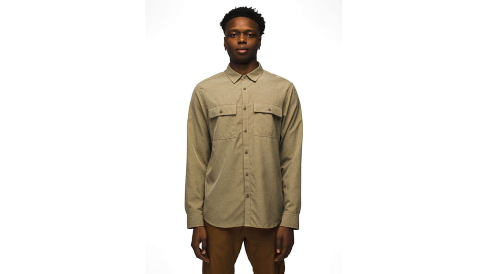 prAna Lost Sol Long Sleeve Shirt Standard Fit - Mens, Peat Heather, XL, 1972361-300-ST-XL