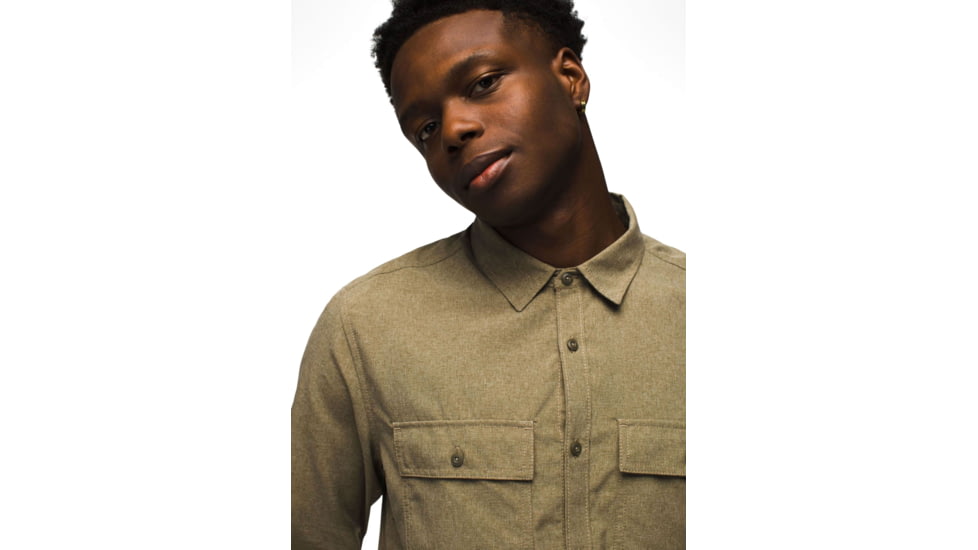 prAna Lost Sol Long Sleeve Shirt Standard Fit - Mens, Peat Heather, XL, 1972361-300-ST-XL